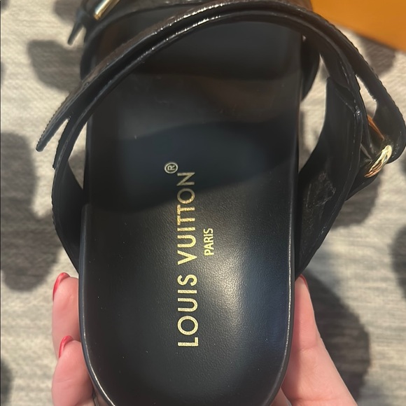 Louis Vuitton “Bom Dia” Black Sandals with Gold Details - Picture 8 of 16
